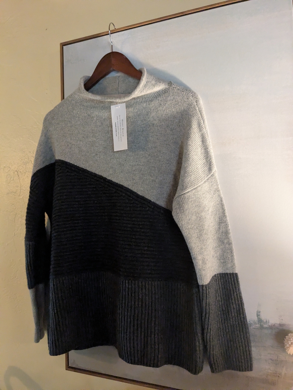 French Connection Color Block Wool Blend Sweater - Picture 3 of 9